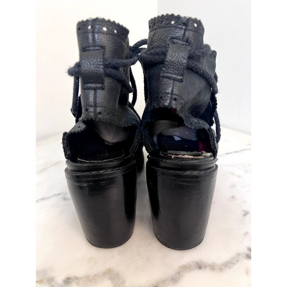 ARCHIVE 2014 Henrik Vibskov Blk Leather Lace-Up Open Toe Block Heel Sz 9 - Picture 3 of 9